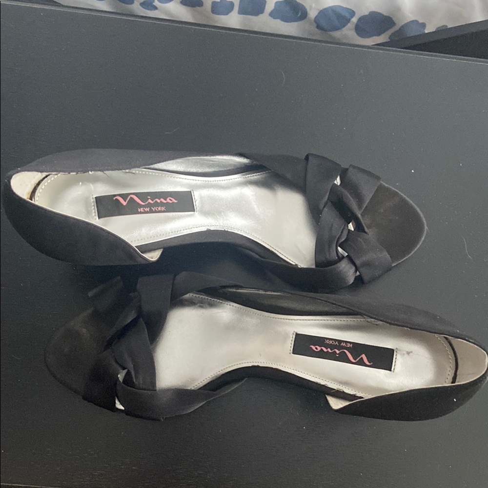 Nina Women's Black Satin Shoes